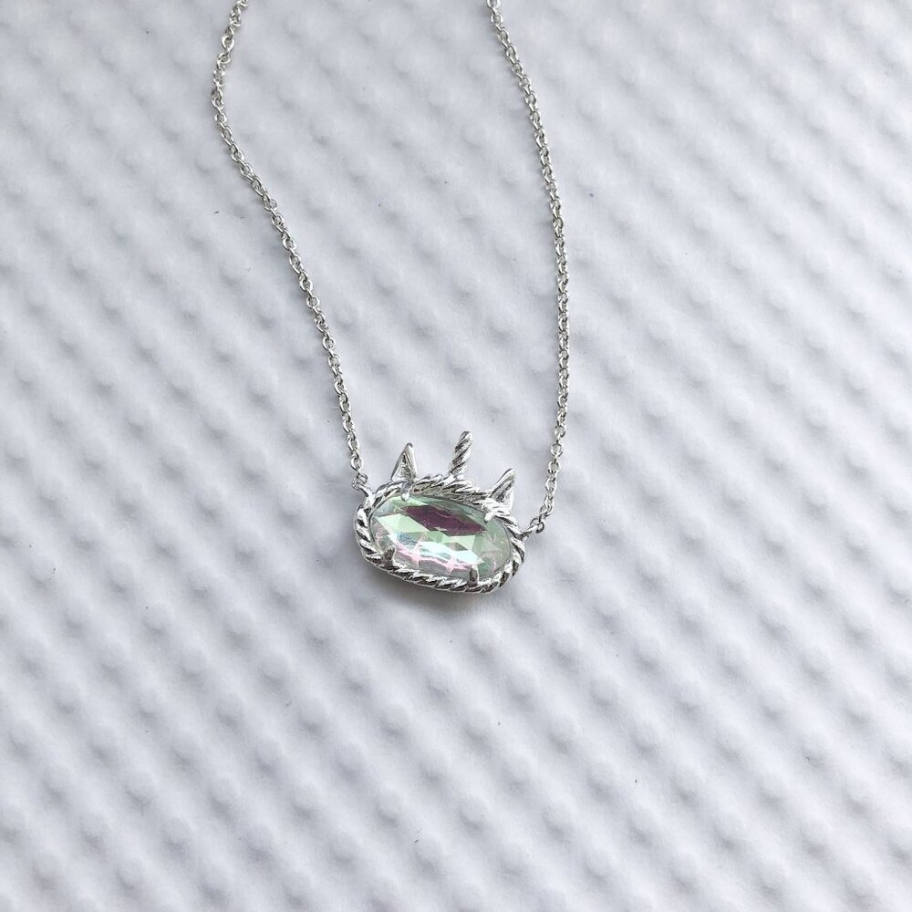 Kendra Scott Bright Silver Dichroic Glass Elisa Unicorn Short Necklace NEW